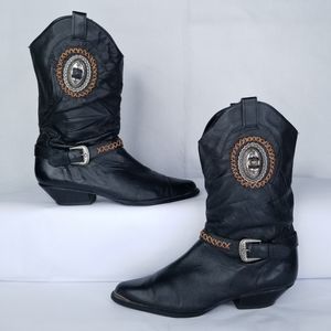 Vintage Leather Cowboy Western Boots 80s